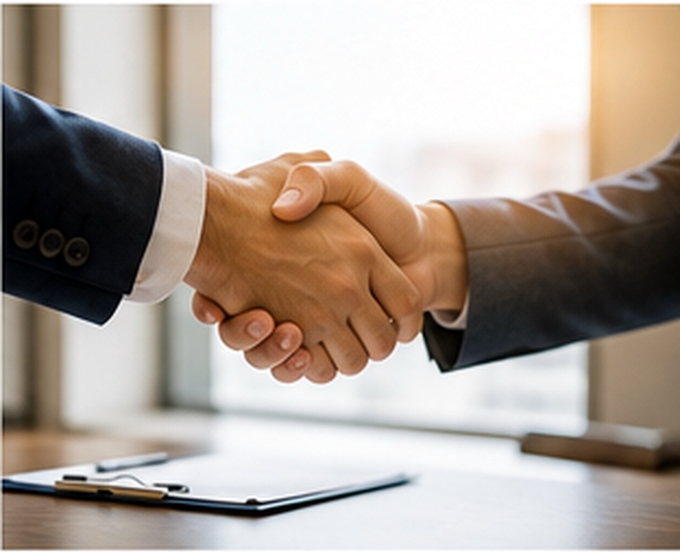 A friendly handshake after completing a transaction